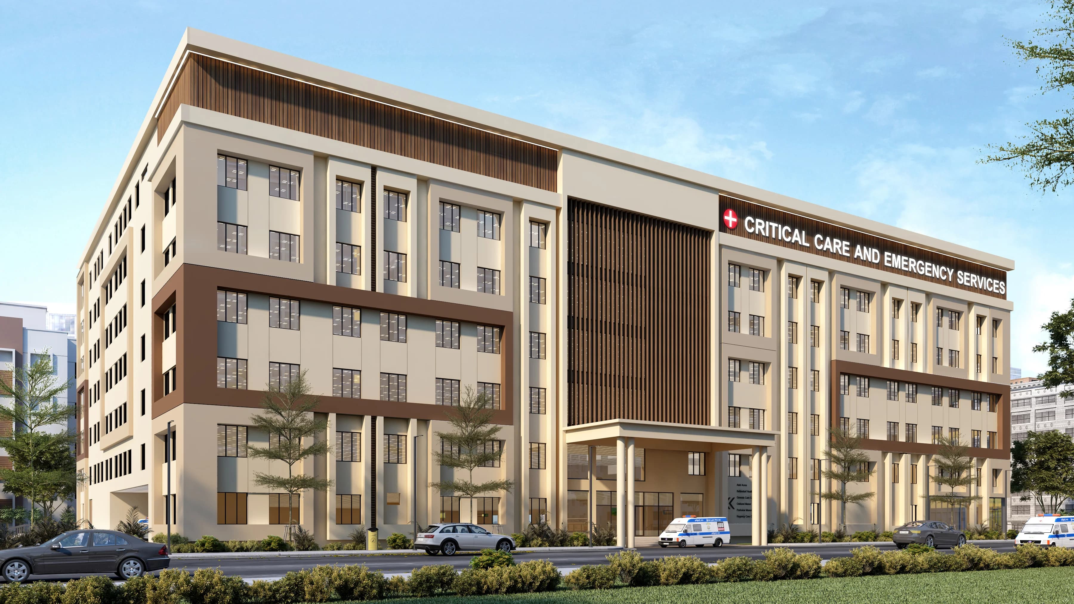 Multi-Specialty Hospital — Exterior Architectural Rendering — image 2